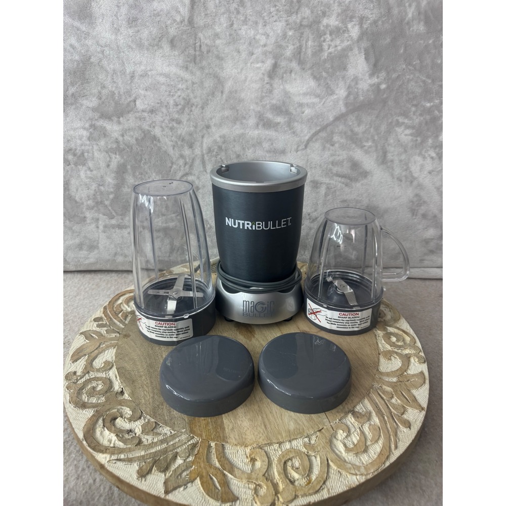 NutriBullet Magic Bullet 600W Personal Blender NB-101B Charcoal Silver 7pc Set